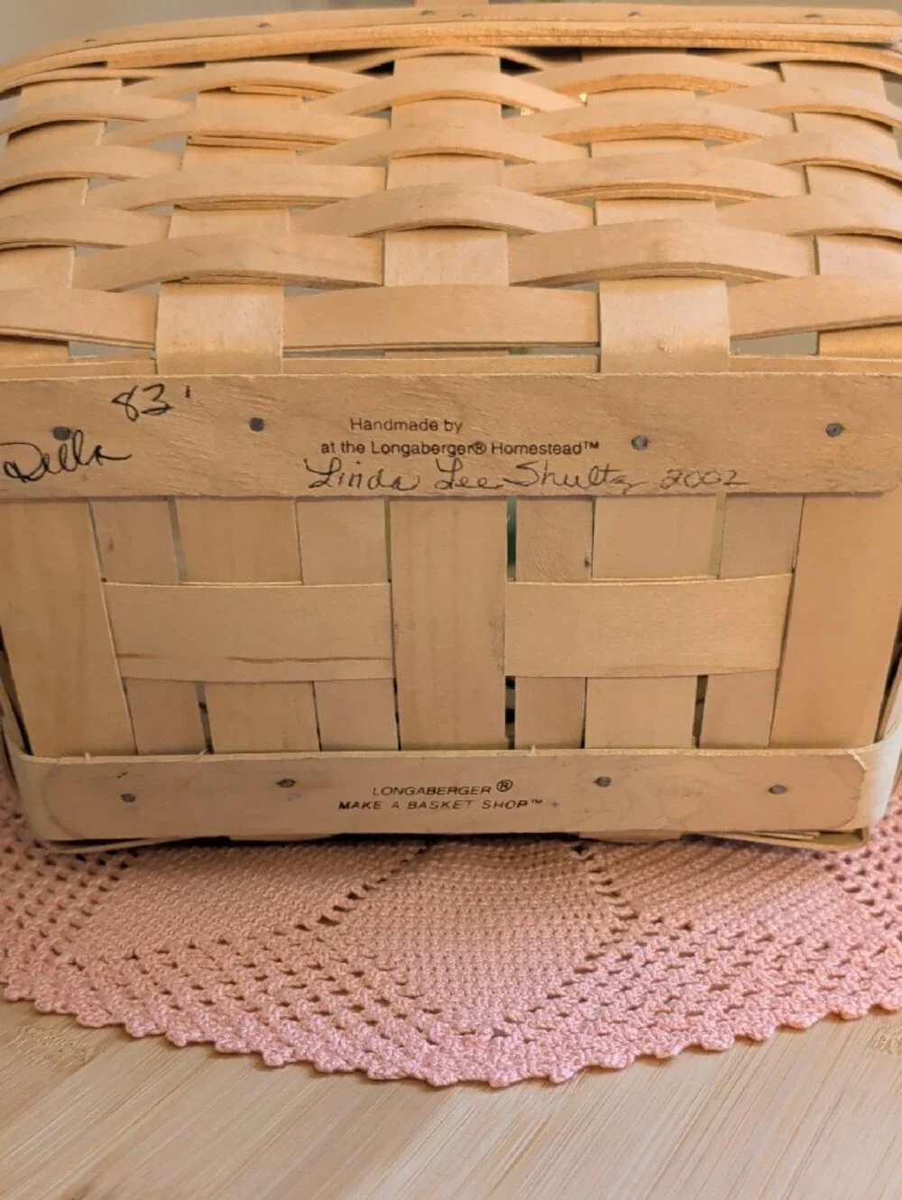 Longaberger Natural Beige Woven Basket with Handle